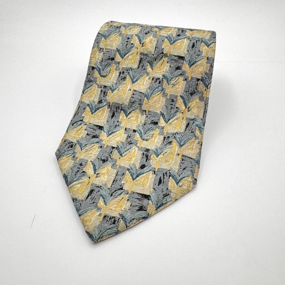 Ermenegildo Zegna Disegno‎ Esclusivo Silk Jacquard Geometric Pattern Tie Italy